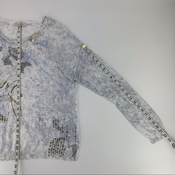 sandwich White and Grey Lightweight Patterned Long Sleeve Sweater, XL - Picture 14 of 16